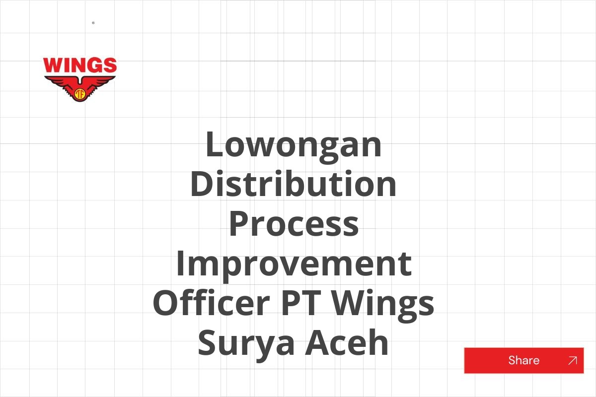 Lowongan Distribution Process Improvement Officer PT Wings Surya Aceh