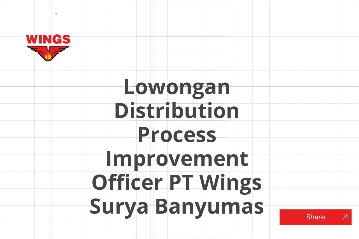 Lowongan Distribution Process Improvement Officer PT Wings Surya Banyumas