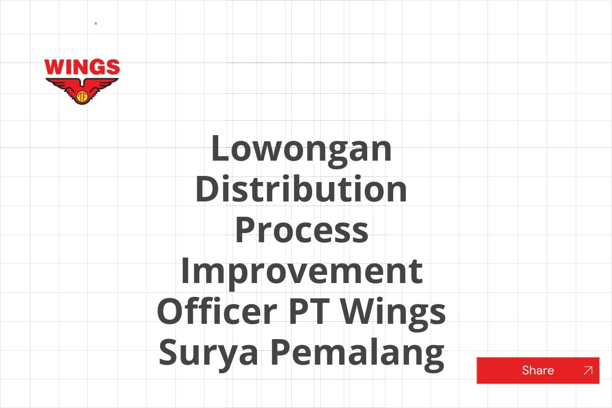 Lowongan Distribution Process Improvement Officer PT Wings Surya Pemalang