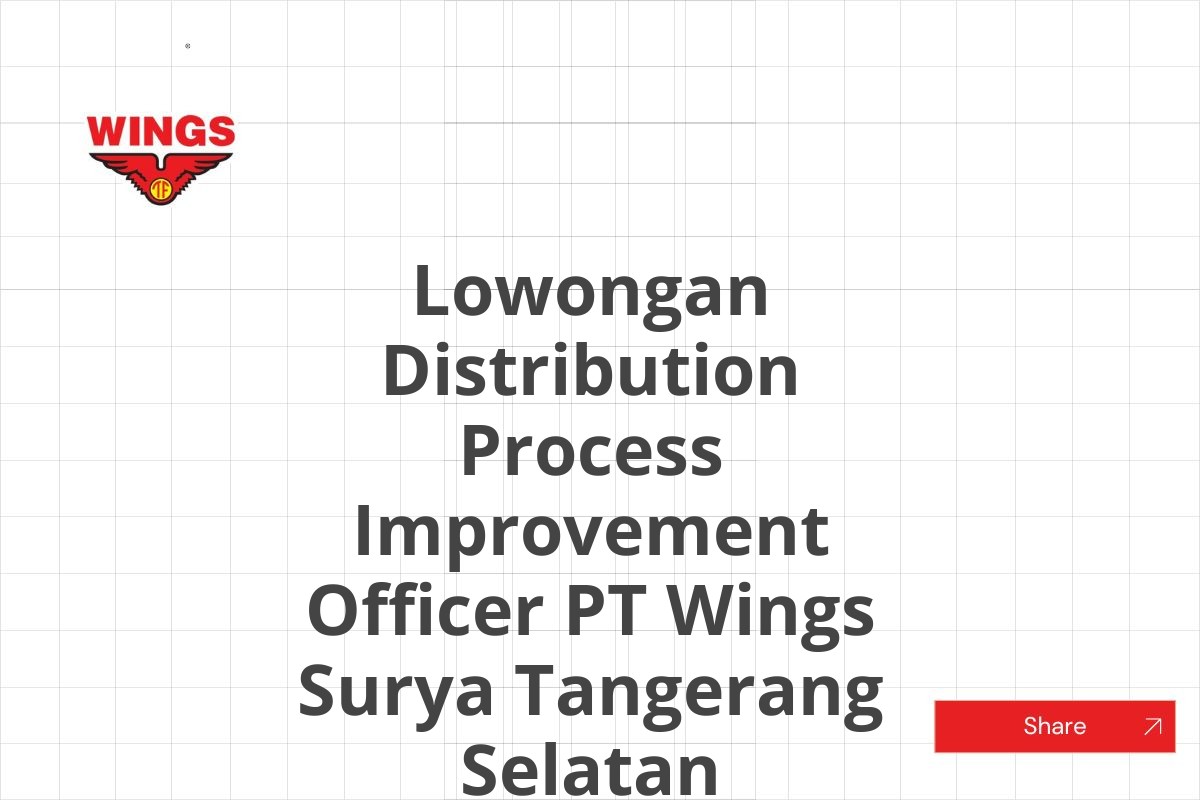 Lowongan Distribution Process Improvement Officer PT Wings Surya Tangerang Selatan