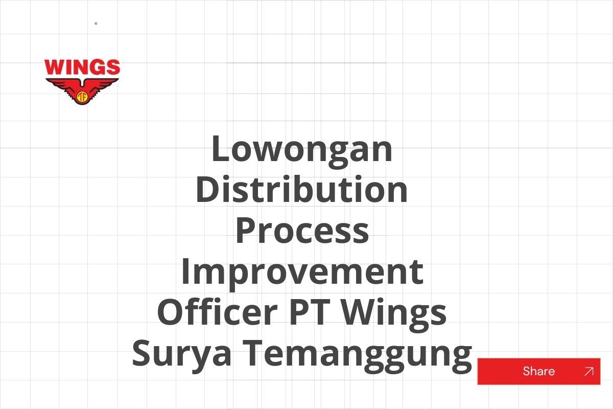 Lowongan Distribution Process Improvement Officer PT Wings Surya Temanggung